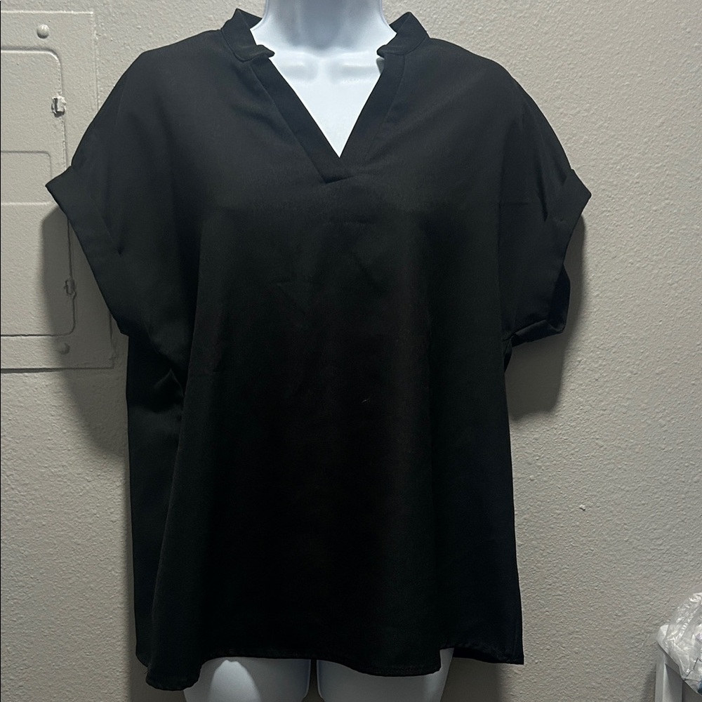 Chic Black V-Neck Women's Blouse